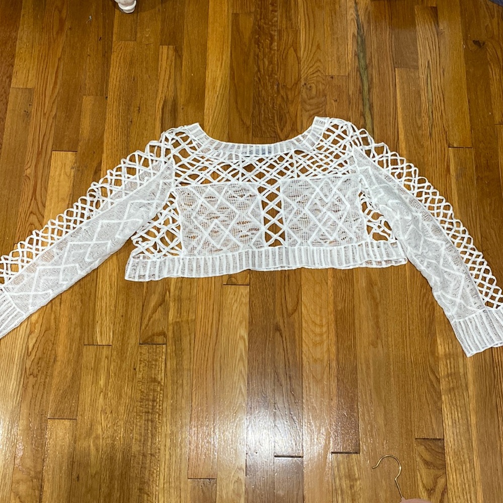 LF white cut out crop top